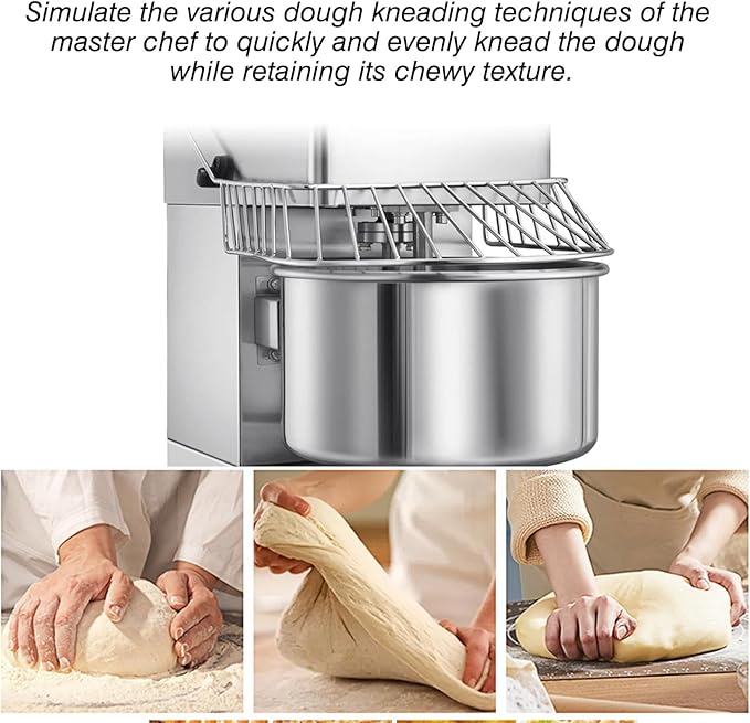Commercial Dough Mixer Dual Rotating,21QT Two Speeds Mixing Dough Kneading Machine,Electric Dough Kneading Machine for Restaurant Pizzeria,Safety protection device & Timer Included