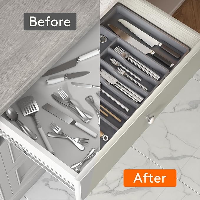 Lifewit Extra Large Silverware Drawer Organizer, Expandable Utensil Tray | BPA - Image 5