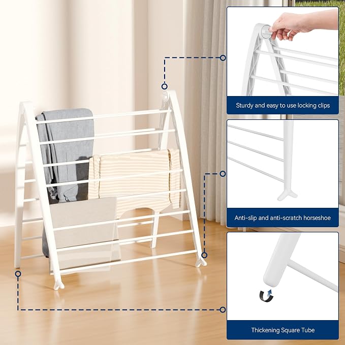 Whitmor Spacemaker Folding Drying Rack, Indoor Clothes Organizer - Image 6