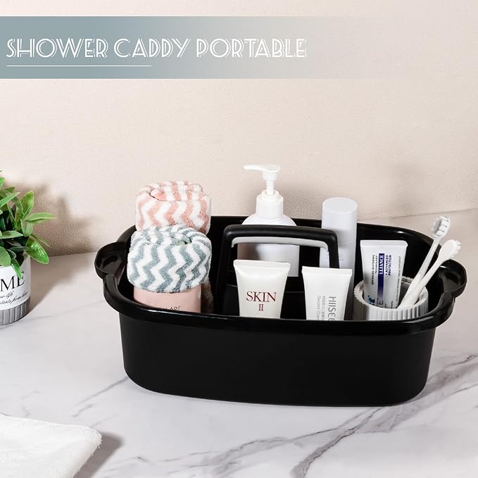Large Cleaning Supplies Caddy Portable Shower Caddy Basket Black 2 Pack - Image 2