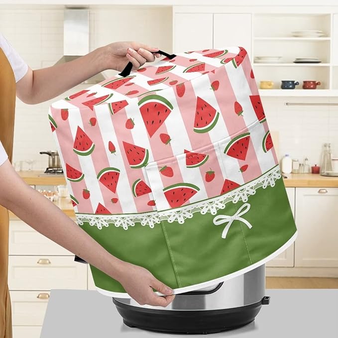 Round Pressure Cooker Cover 6 qt,Cute Watermelon Pattern Kitchen Appliance Cover Dust Cover with Pockets,Rice Cooker Cover,Air Fryer Cover,Toaster Cover,Oven Cover