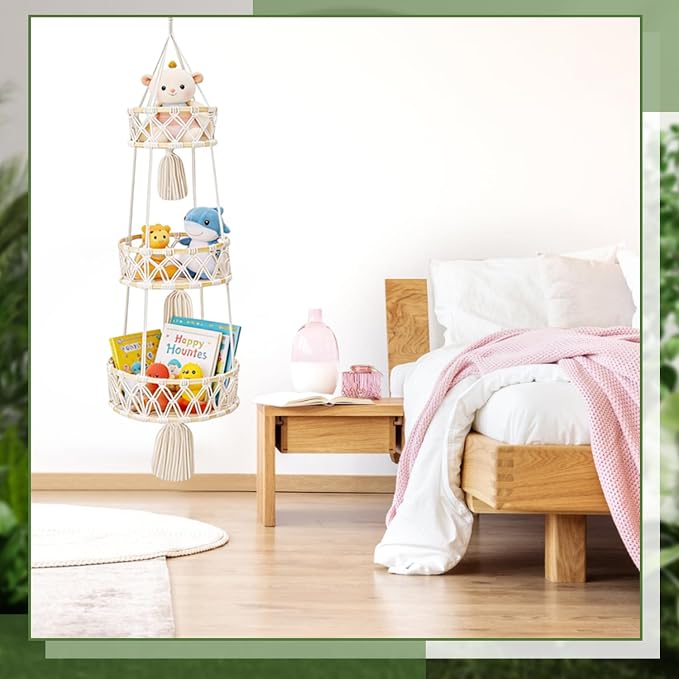 3-Tier Macrame Hanging Basket for Fruit & Vegetables - Image 5