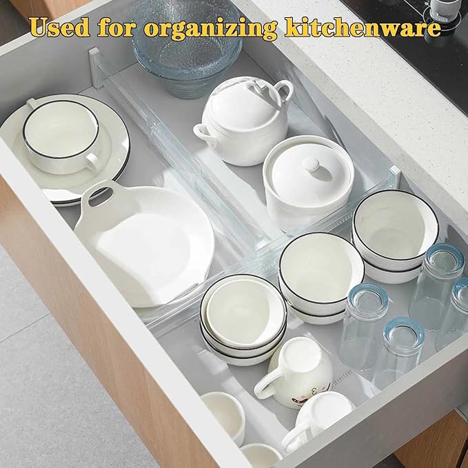 4 Pcs Drawer Dividers for Clothes, 3.15" High 11.34"-19.69" clear | Adjustable - Image 7