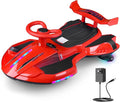 12V Electric Wiggle Car Ride On Toy, Swing Car with Pedal, for Kids from Ages 3 and Up, Birthday Gifts for Boys and Girls, Anti-Rollover, Flashing Wheels, Bluetooth(Black+Red)