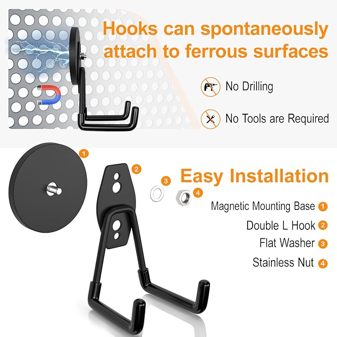 ENUODA Strong Magnetic Hooks Heavy Duty, 25lbs Magnet Tool Holder Garage - Image 6