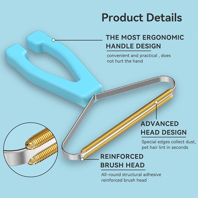 Pet Hair Remover 3-Pack, Dog Cat Fur Tool, Portable Carpet Scraper | Multi - Image 2