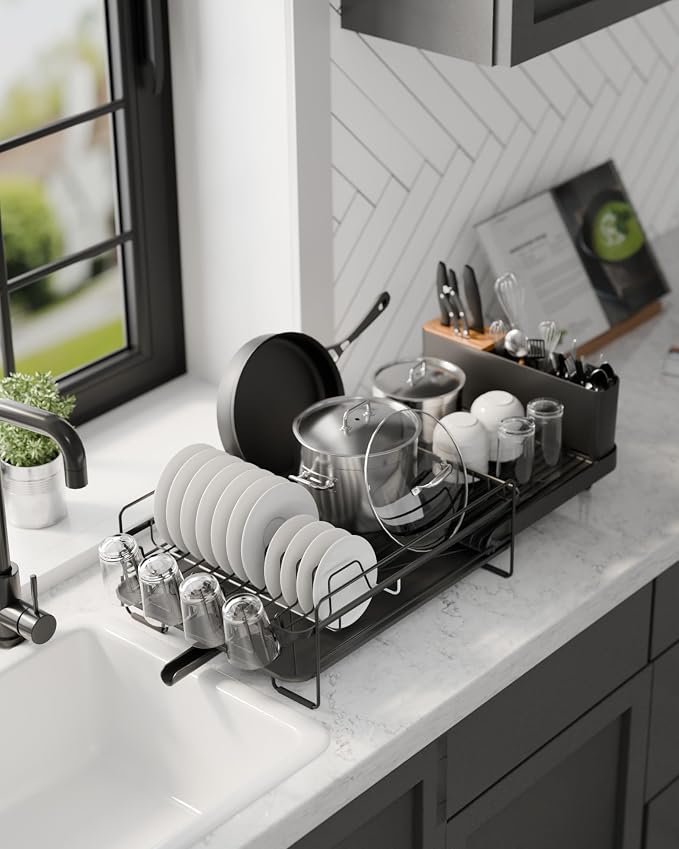 Kitsure Extendable Dish Drying Rack, 19.2"-26.7" L x 12.9" W, Anti-Rust Dish - Image 9