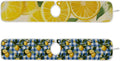 Blue Gingham Summer Lemons Yellow Dandelions Sink Mat by Tatenale