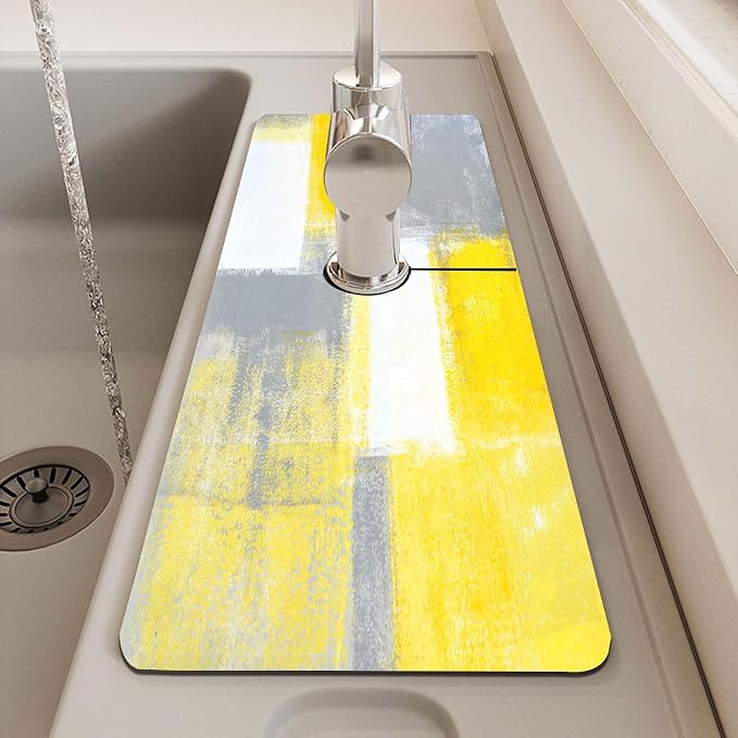 MCALK Yellow Kitchen Sink Faucet Mat Splash Guard, Absorbent Quick-Dry Kitchen - Image 7