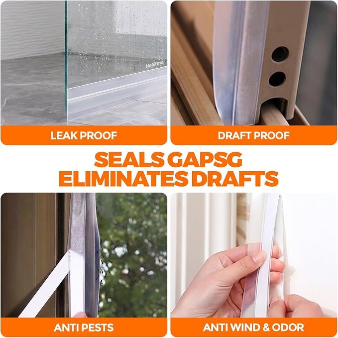 Holikme Weather Stripping Door Seal, Shower Door Bottom Seal, 1.4" W-16.5Ft | - Image 4