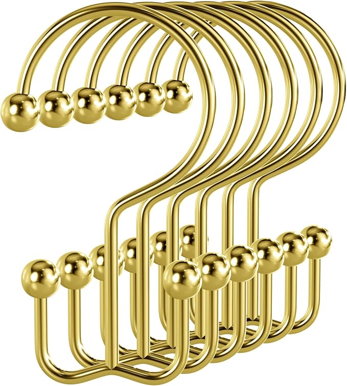 Bathway Shower Curtain Hooks Gold Shower Curtain Rings, Metal Shower Hooks by Bathway