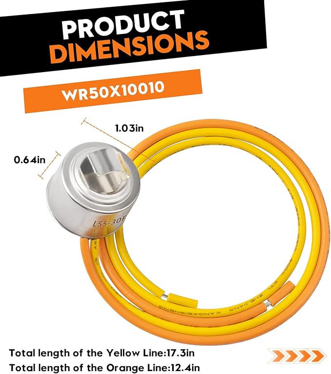 WR50X10010 Defrost Thermostat for GE, Kenmore Refrigerators, Compatible with 37TV31 Thermostat in HotPoint Refrigerators, Replaces AP2071285, 880016, AH303434, EA303434, PS303434, WR50X0131, WR50X131