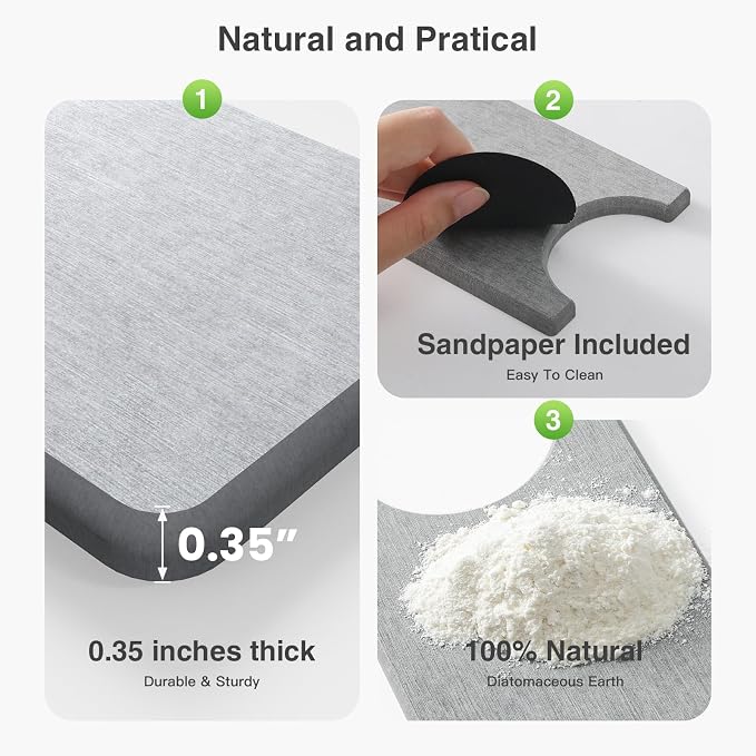 Premium Stone Faucet Mat for Kitchen Sink, 23.6" x 4" Light Gray | Quick Drying - Image 4