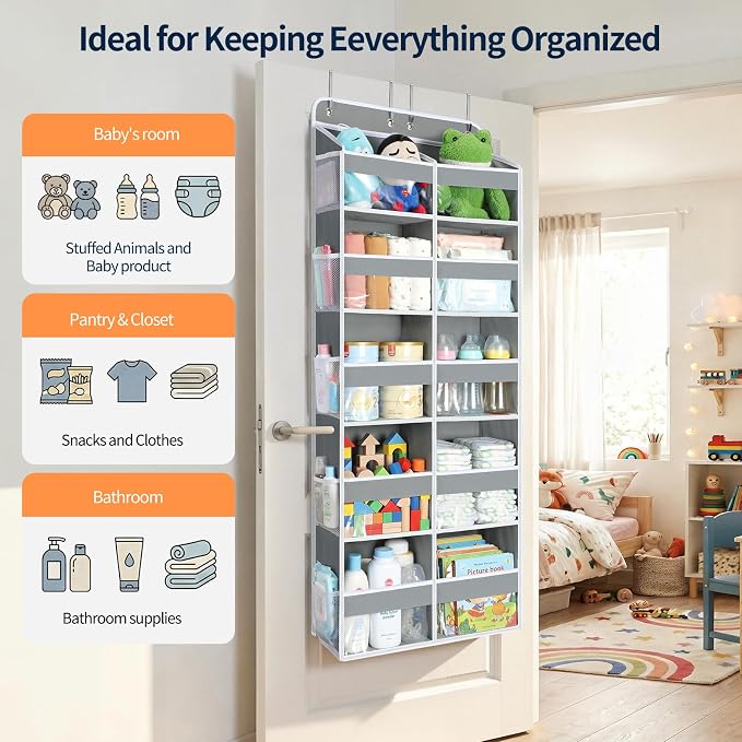 Yecaye Over The Door Organizer, 5 Tier Extra Large Behind Door Storage of 10 - Image 6