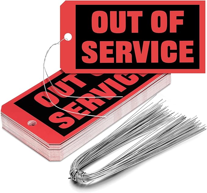 Spakon Out of Service Tags 6.22 x 3.15 Inches Maintenance Required Red Tags with 12 Inches Wires Attached for Machine Equipment Inspection Maintenance(50 Packs)