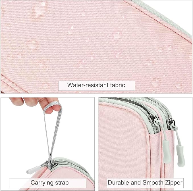 FYY Electronic Organizer, Travel Tech Pouch Bag, Light Pink | Wrist Strap - Image 4