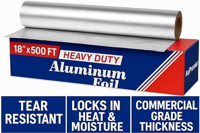 18" x 500' Heavy Duty Aluminum Foil Roll, Food Safe Commerical Grade Extra - Image 2