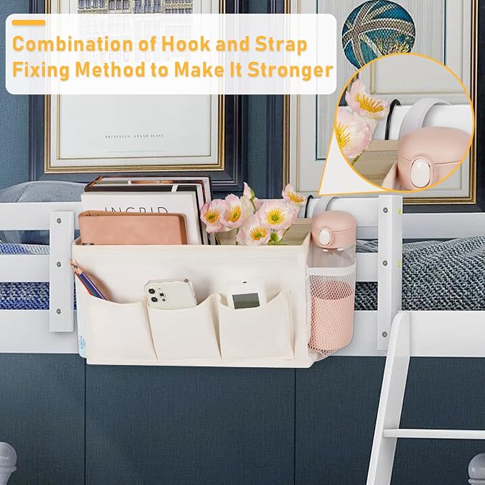 Bedside Caddy, Bedside Storage Bag Hanging Organizer - Image 2
