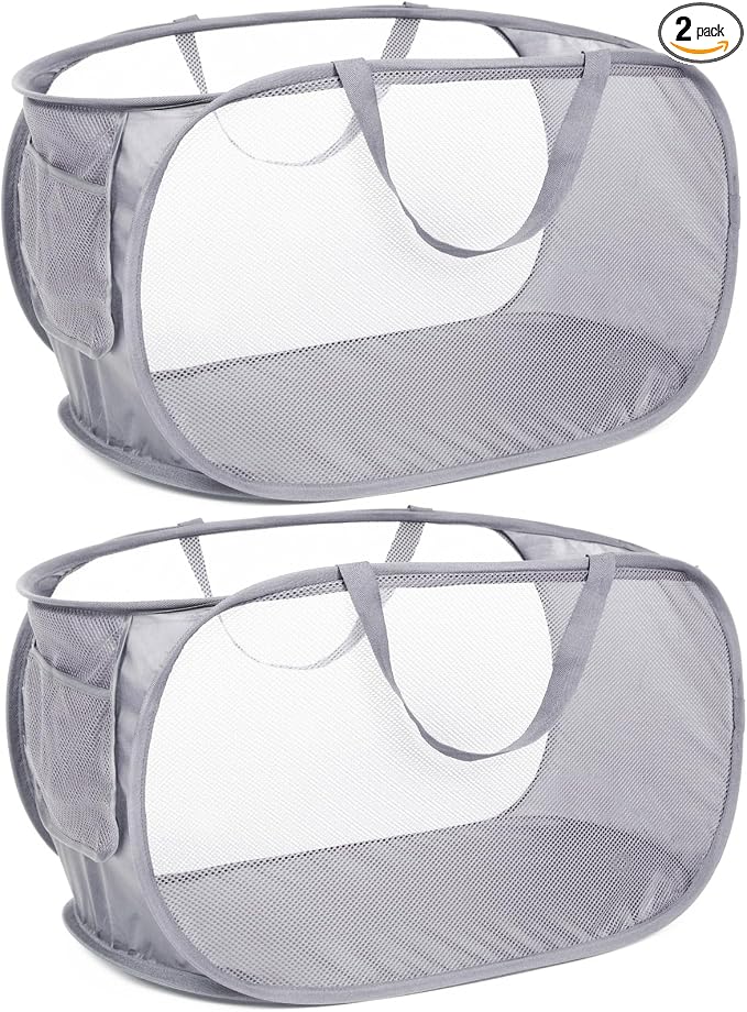 2 Pack Durable Collapsible Laundry Baskets by Bemkoo