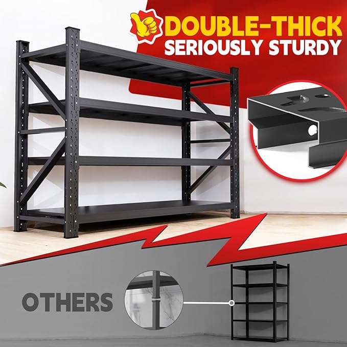 7000LBS Storage Shelves Heavy Duty, Metal Storage Shelves 4 Tier Units Adjustable Utility Rack Shelf, Heavy Duty Garage Racks Shelving for Basement, Industrial, Garage Shelving 48" W x 24" D x 70" H