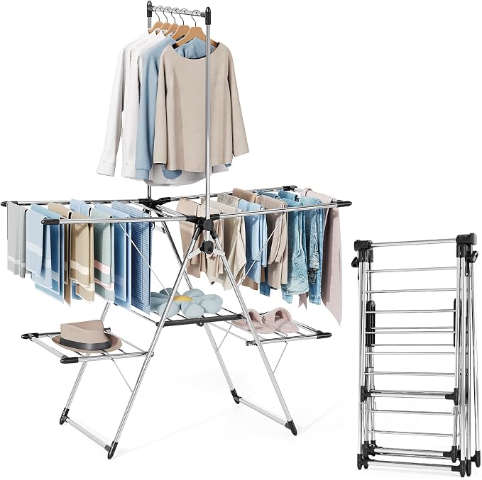 Large Capacity Clothes Drying Rack, Foldable Laundry Drying Rack | Heavy Duty by APEXCHASER