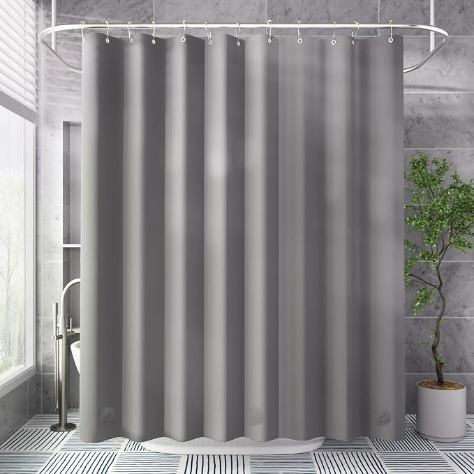 AmazerBath Shower Curtain Liner, 72x72 Grey Shower Liner, Cute Plastic Shower - Image 8