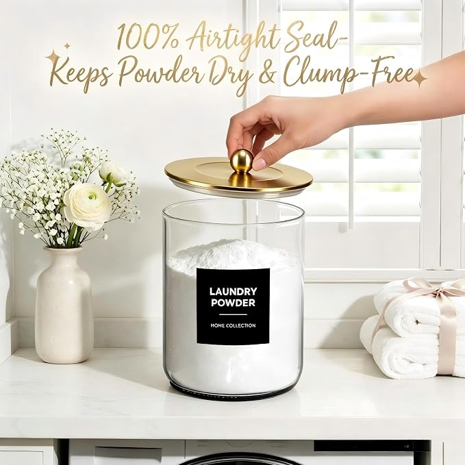 Glass Jars for Laundry Room Organization, Laundry Pods Container-Gold - Image 7