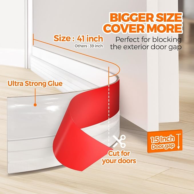 Holikme Weather Stripping 41 inch Under Door Draft Blocker Door Seal | Strong - Image 4