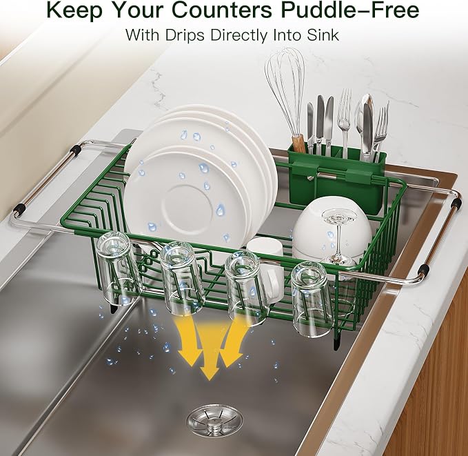 Green Dish Drying Rack Over The Sink - Image 8
