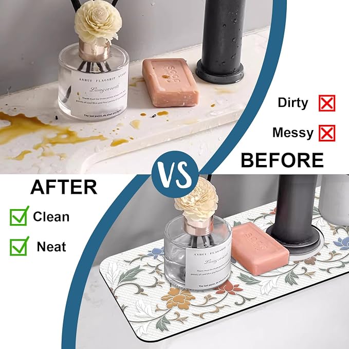 Faucet Mat for Kitchen Sink Absorbent Splash Guard Bathroom 15.5"X5.5" - Image 6