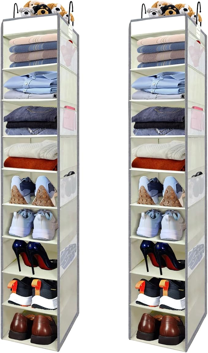 2 Pack Large-Sized Hanging Shoe Organizer 10-Shelf, Sturdy Hanging Closet by ROOMTALK