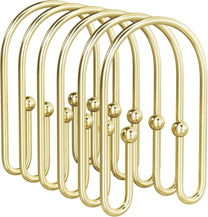 AmazerBath Shower Curtain Hooks, Non-Slip Simple Double Hook Shower Curtain by AmazerBath
