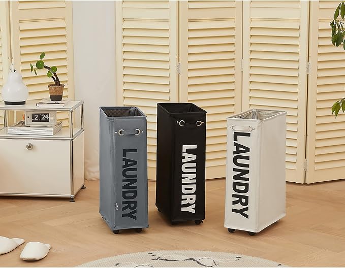 DOKEHOM 25" Slim Rolling Laundry Basket Hamper, Narrow on Wheels - Image 6