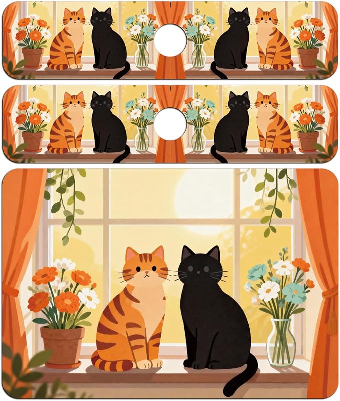 3 Pcs 2 Size Kitchen Sink Splash Guard Faucet Mat Cute Cat Pattern Faucet Mat - Image 8