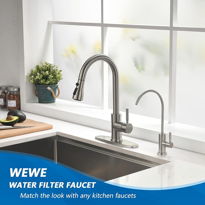 WEWE Drinking Water Faucet for RO System, Non-Air Gap, Brushed Nickel | - Image 2