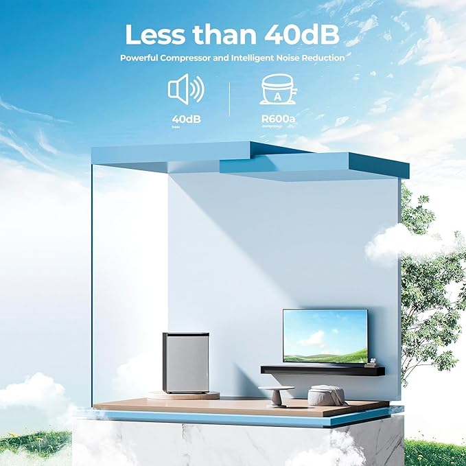 3.2 Cu.ft Small Upright Freezer, Mini Freezer with Adjustable Thermostat, Removable Shelves, Reversible Single Door, for Bedroom/Home/Dorms/Apartment, Silver