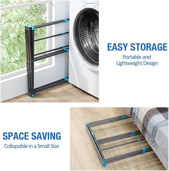 Oversize 3-Tier Clothes Drying Rack, No Install, Graphite | Expandable Design - Image 4