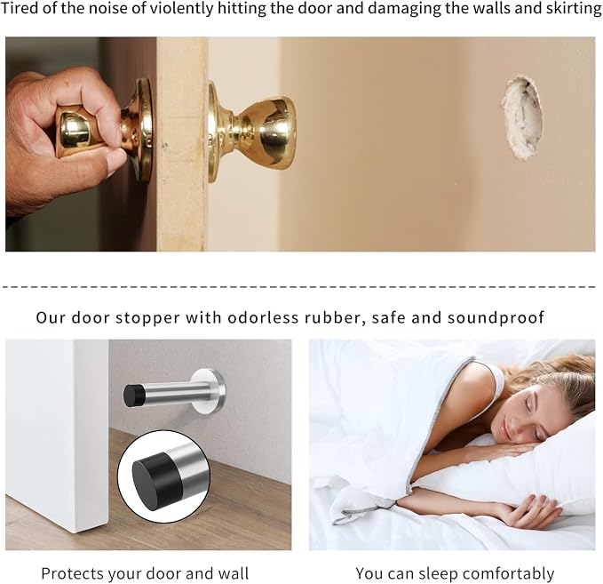 DOKU 10Pcs Door Stop, 3.5 Inch Heavy Duty 304 Stainless Steel Door Stopper - Image 5
