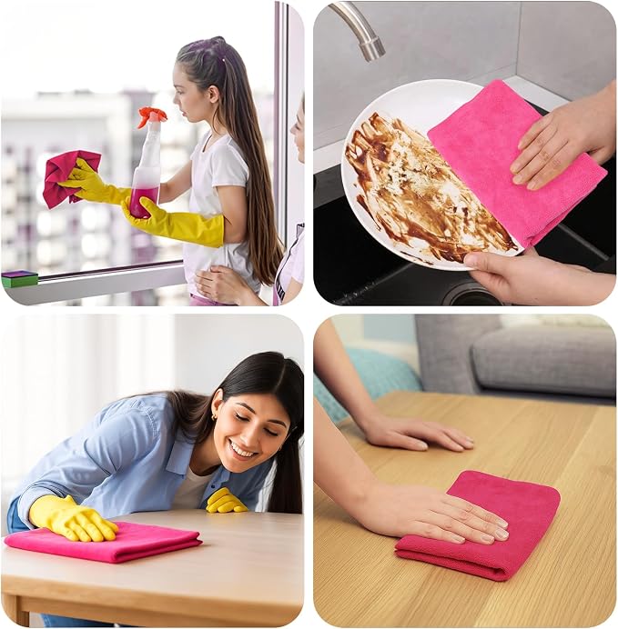 6 Pcs Multicolor Extra Large Microfiber Cleaning Cloth 30 x 20 Inch Reusable - Image 7