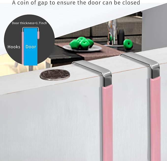 FYY Over the Door Hooks, Single-Hanger 4 Pack, Fits Doors 1.6" Pink | Heavy - Image 5