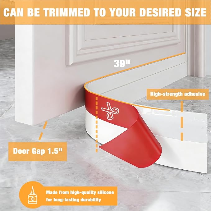 2 Pack Door Draft Stopper, Weather Stripping - Image 2