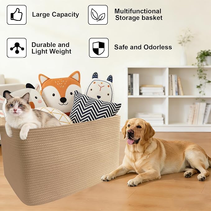 96L Woven Laundry Basket with Handles, Extra Blanket Basket - Image 8