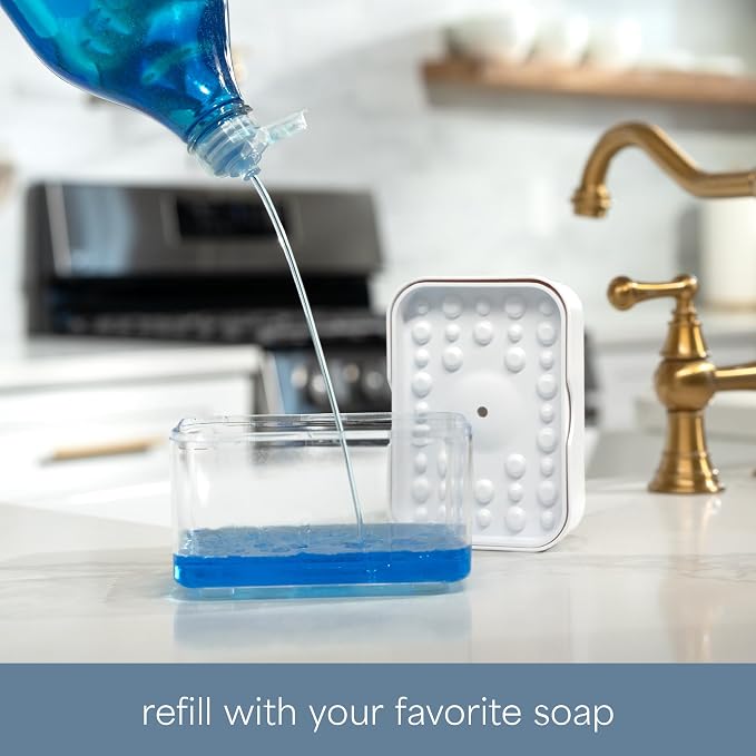 S&T INC. Dish Soap Dispenser and Sponge Holder, Matte White | Holds 13 Fluid - Image 3