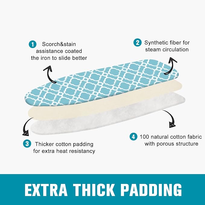 Ironing Board Cover and Pad, Standard Size 12" x 42" Iron Board Replacement - Image 3