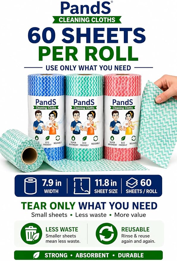 Reusable Paper Towels Washable, 2 Pack 120 Count Disposable Dish Cloths - Image 2