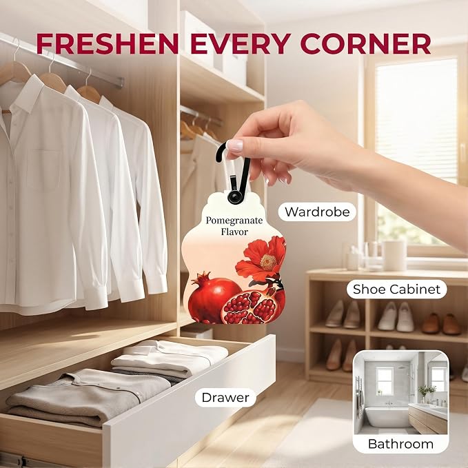 Pomegranate Scented Sachets for Drawers & Closets, 6 Pack Hanging Fragrance - Image 6