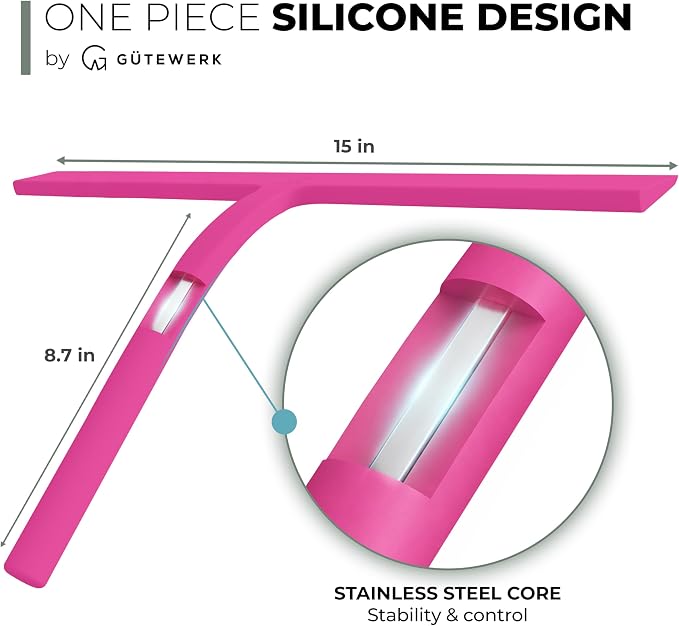 Silicone Shower Squeegee with 3-in-1 No-Drill Mount, Streak-Free & No-Squeak - Image 4