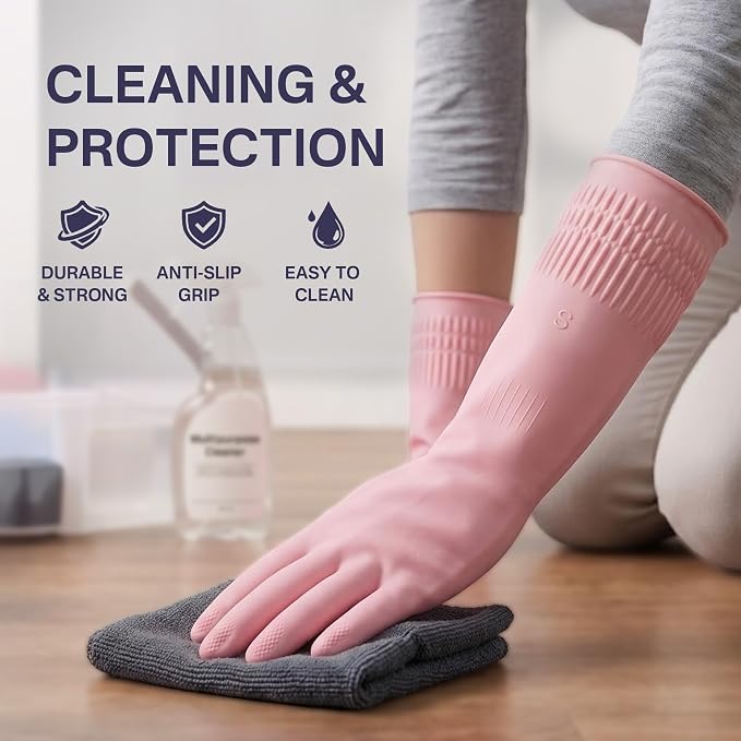 Rubber Dishwashing Gloves, Reusable Cleaning Dish Gloves - Image 2