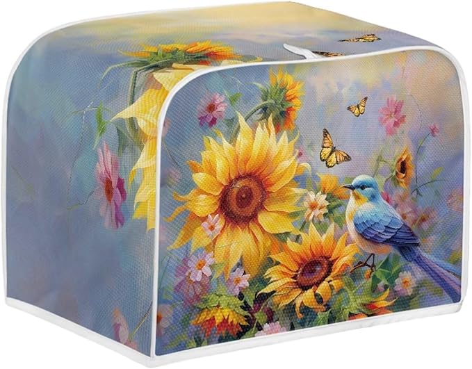 Hummingbird Sunflower Butterfly Print Toaster Cover 2 Slice Waterproof Toaster Dust Cover Appliance Dust-proof Protector