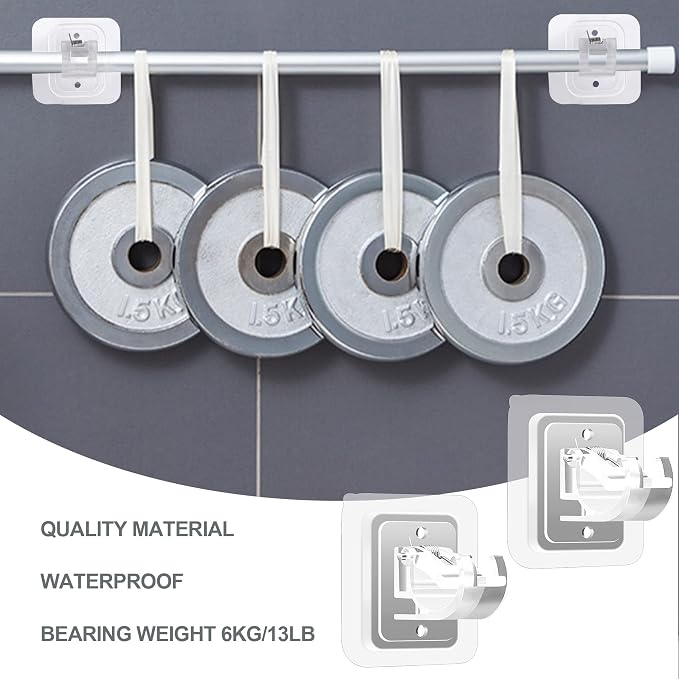 Self Adhesive No Drill Adjustable Curtain Rod Holder Hooks Brackets | Nail Free - Image 3